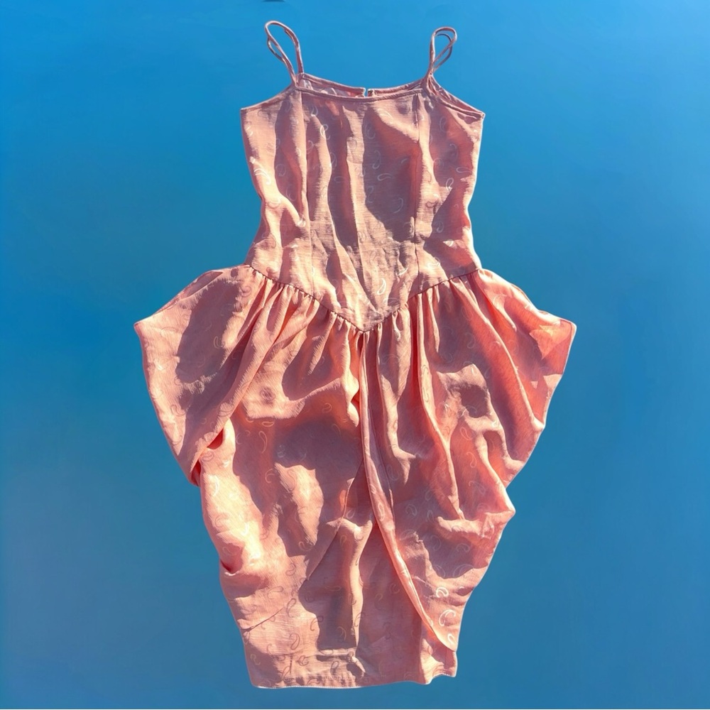 Late 80s/early 90s VTG, romantic, peach midi dress